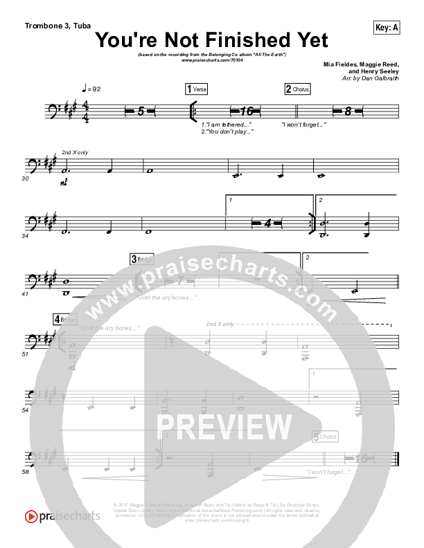 You're Not Finished Yet Trombone 3/Tuba (The Belonging Co / Maggie Reed)