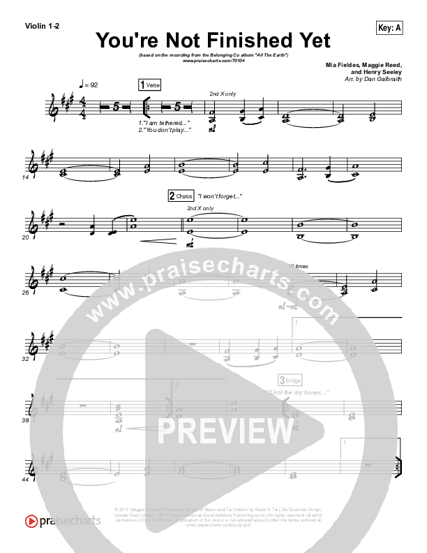 You're Not Finished Yet Violin 1/2 (The Belonging Co / Maggie Reed)