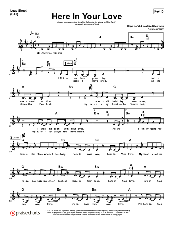 Here In Your Love Lead (SAT) (The Belonging Co / Hope Darst)
