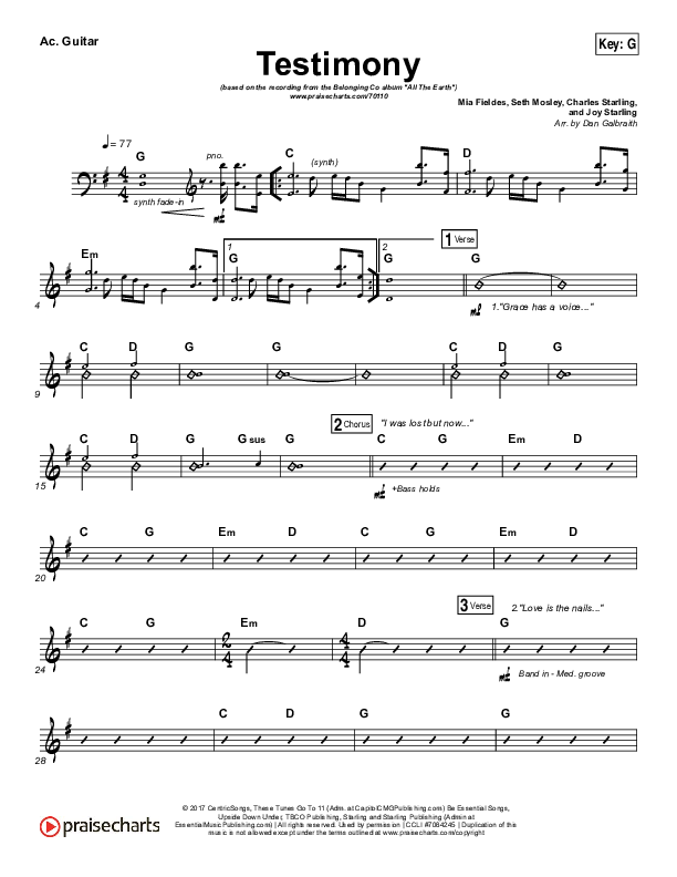 Testimony Acoustic Guitar (The Belonging Co / Cody Carnes)