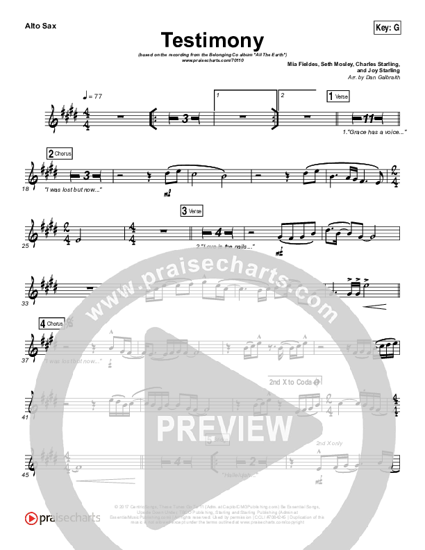 Testimony Alto Sax (The Belonging Co / Cody Carnes)