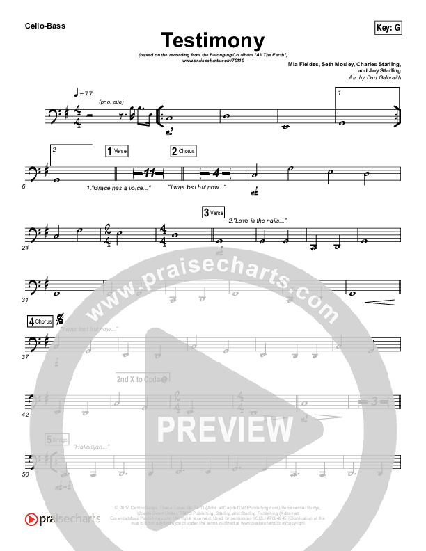 Testimony Cello/Bass (The Belonging Co / Cody Carnes)