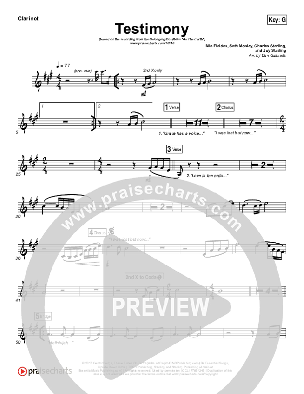 Testimony Clarinet (The Belonging Co / Cody Carnes)