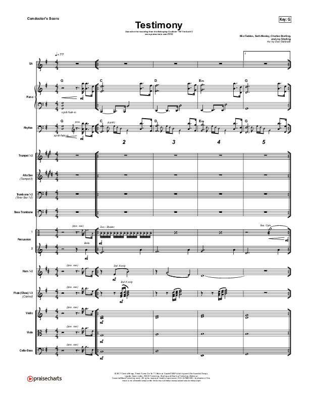Testimony Conductor's Score (The Belonging Co / Cody Carnes)
