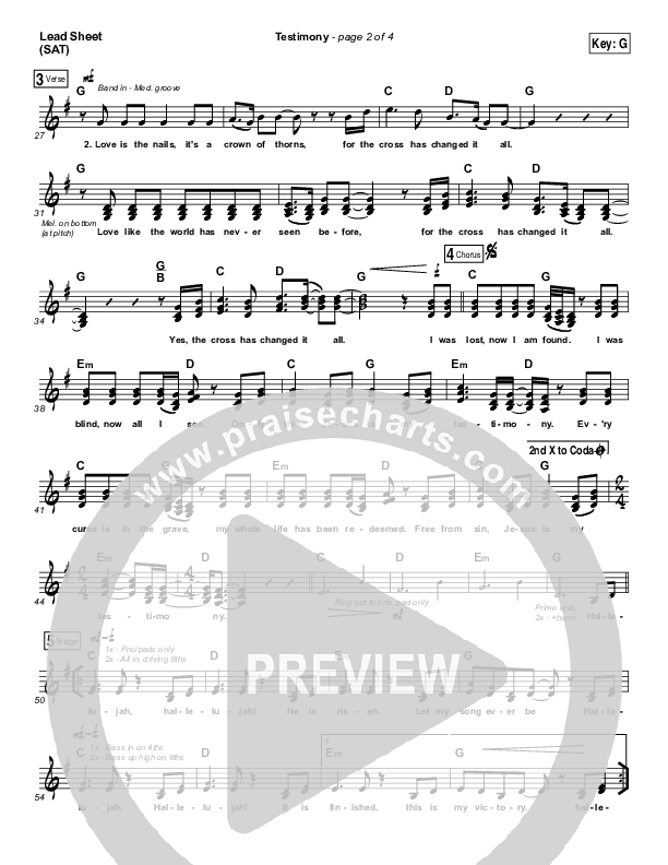 Testimony Lead Sheet (SAT) (The Belonging Co / Cody Carnes)