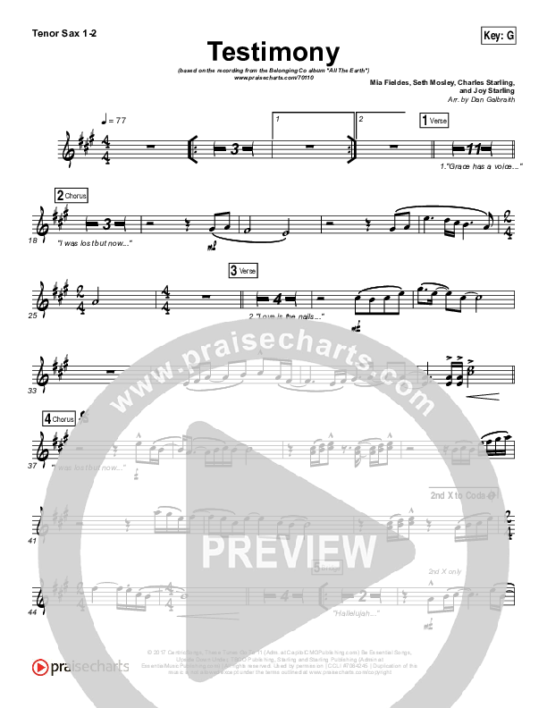 Testimony Tenor Sax 1/2 (The Belonging Co / Cody Carnes)