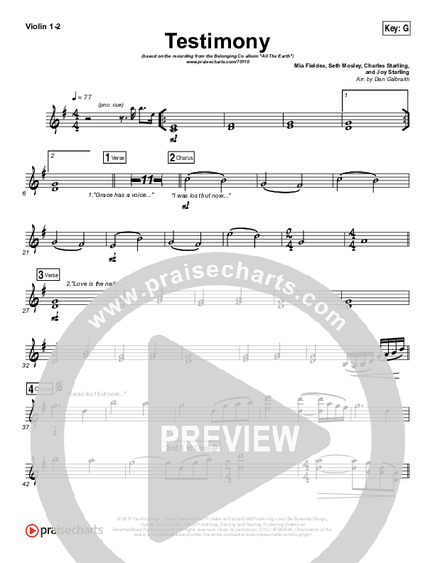 Testimony Violin 1/2 (The Belonging Co / Cody Carnes)