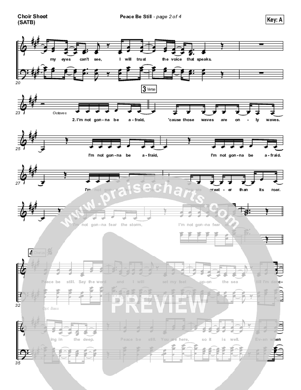 Peace Be Still Choir Sheet (SATB) (The Belonging Co / Lauren Daigle)