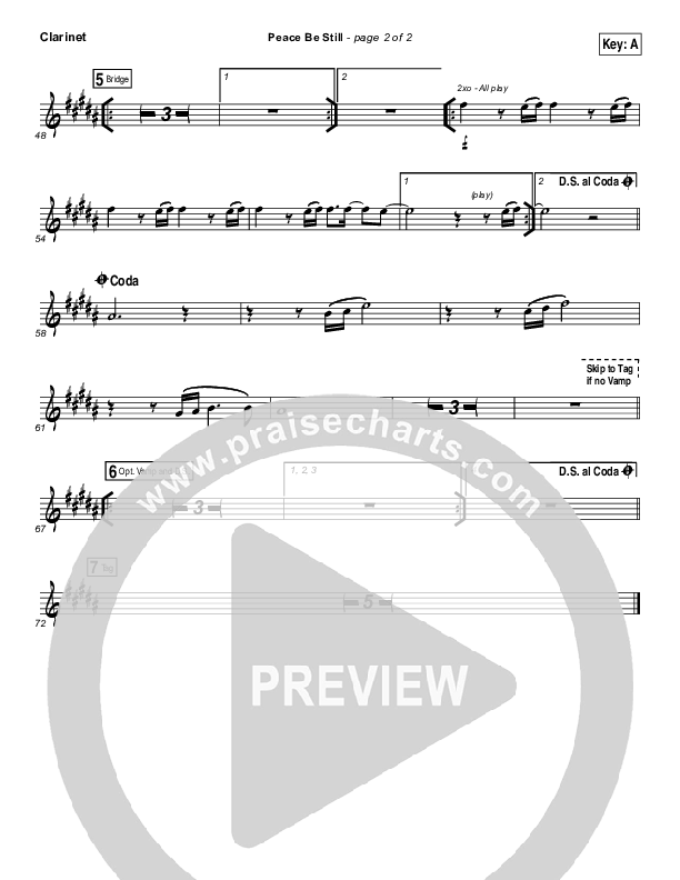 Peace Be Still Clarinet (The Belonging Co / Lauren Daigle)