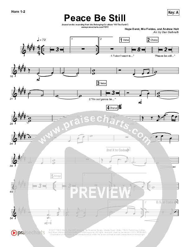 Peace Be Still Brass Pack (The Belonging Co / Lauren Daigle)