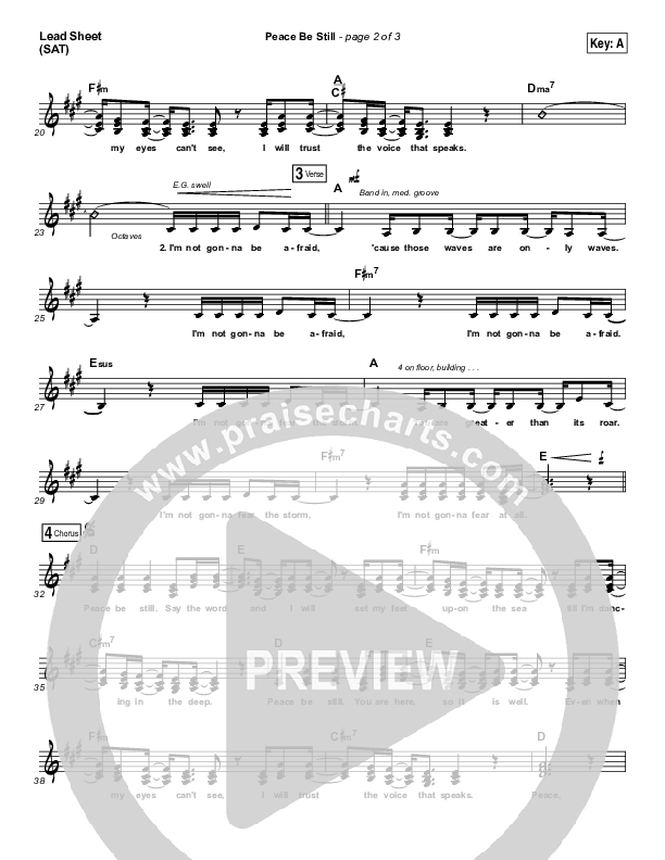 Peace Be Still Lead Sheet (SAT) (The Belonging Co / Lauren Daigle)