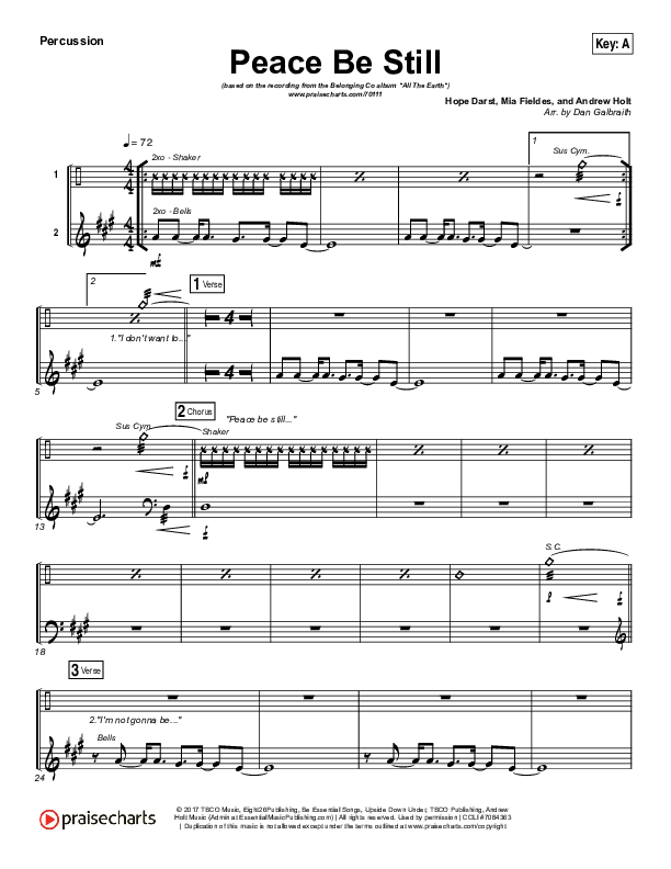 Peace Be Still Percussion (The Belonging Co / Lauren Daigle)