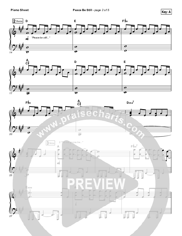 Peace Be Still Piano Sheet (The Belonging Co / Lauren Daigle)