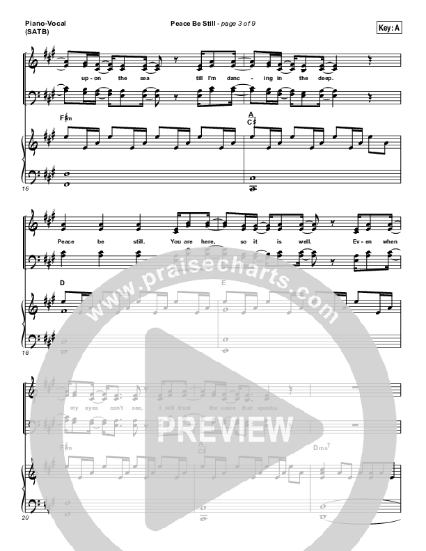 Peace Be Still Piano/Vocal (SATB) (The Belonging Co / Lauren Daigle)