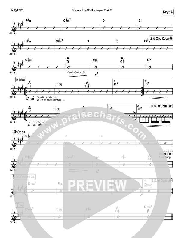 Peace Be Still Rhythm Chart (The Belonging Co / Lauren Daigle)