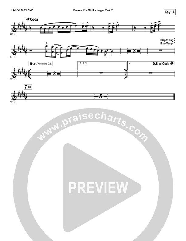 Peace Be Still Tenor Sax 1/2 (The Belonging Co / Lauren Daigle)