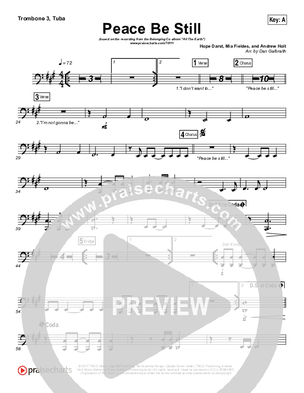 Peace Be Still Trombone 3/Tuba (The Belonging Co / Lauren Daigle)