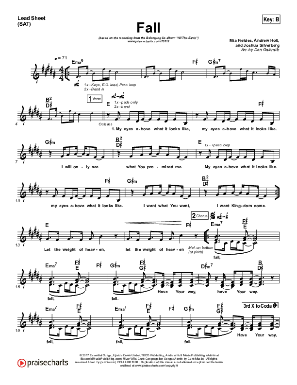 Fall Lead Sheet (SAT) (The Belonging Co / Meredith Andrews / Andrew Holt)