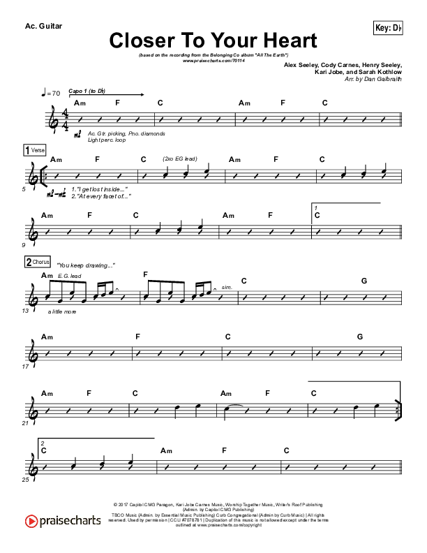 Closer To Your Heart Acoustic Guitar (The Belonging Co / Kari Jobe)