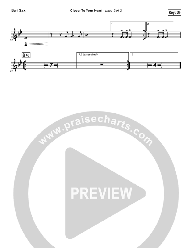 Closer To Your Heart Bari Sax (The Belonging Co / Kari Jobe)