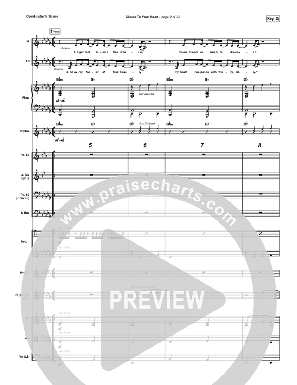 Closer To Your Heart Conductor's Score (The Belonging Co / Kari Jobe)