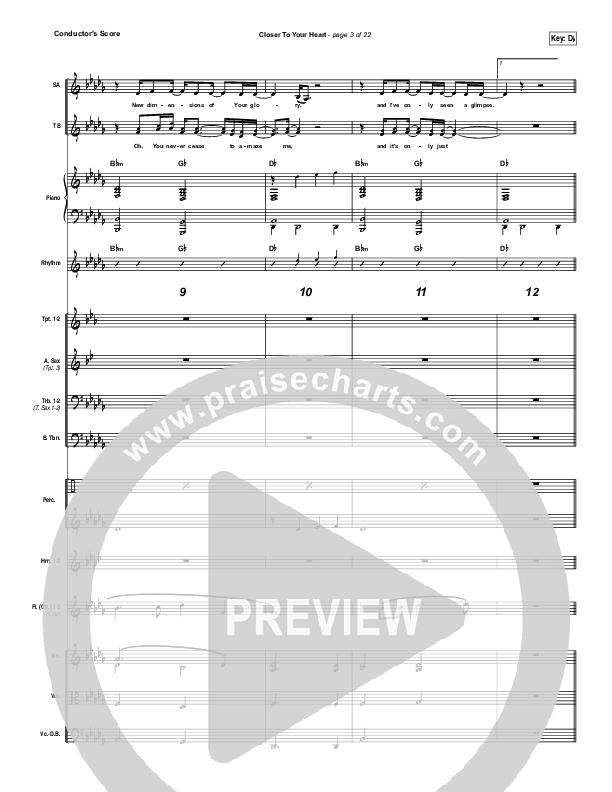 Closer To Your Heart Conductor's Score (The Belonging Co / Kari Jobe)