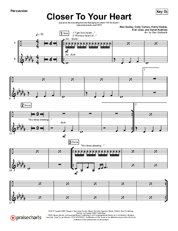 Closer To Your Heart Percussion (The Belonging Co / Kari Jobe)