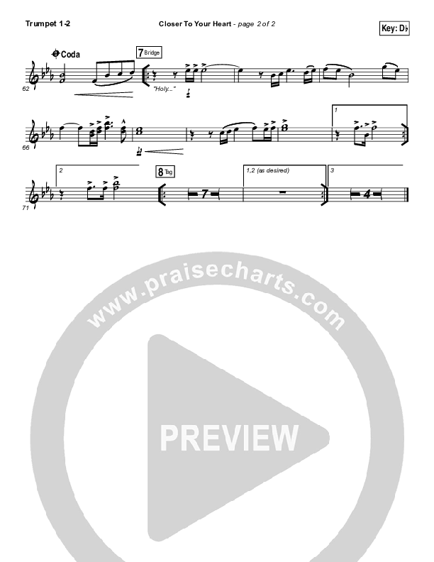 Closer To Your Heart Trumpet 1,2 (The Belonging Co / Kari Jobe)