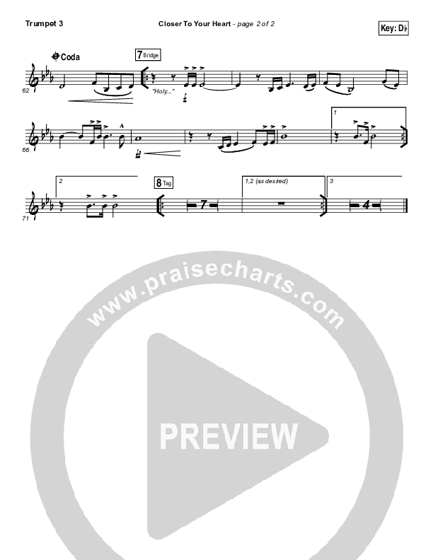 Closer To Your Heart Trumpet 3 (The Belonging Co / Kari Jobe)