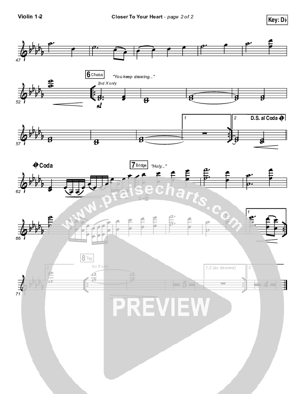 Closer To Your Heart Violin 1/2 (The Belonging Co / Kari Jobe)