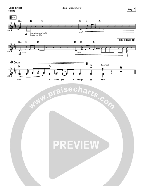 Zeal (Allskate Remix) Lead Sheet (Print Only) (The Belonging Co / Henry Seeley)