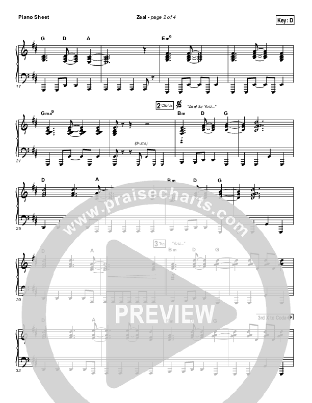 Zeal (Allskate Remix) Piano Sheet (Print Only) (The Belonging Co / Henry Seeley)