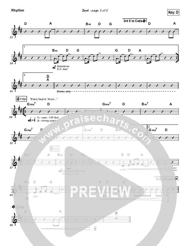 Zeal (Allskate Remix) Rhythm Chart (Print Only) (The Belonging Co / Henry Seeley)