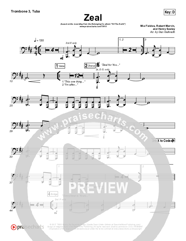 Zeal (Allskate Remix) Trombone 3/Tuba (The Belonging Co / Henry Seeley)