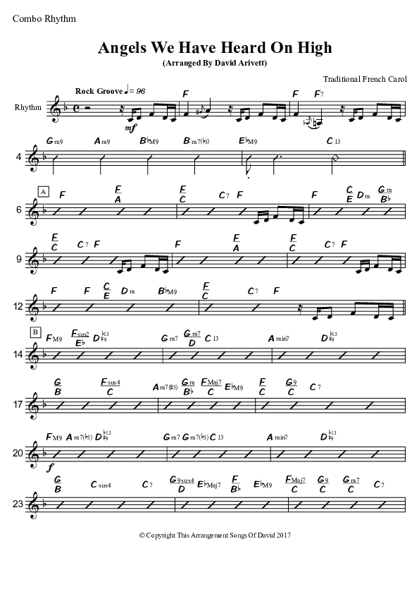 Angels We Have Heard On High (Instrumental) Rhythm Chart (David Arivett)