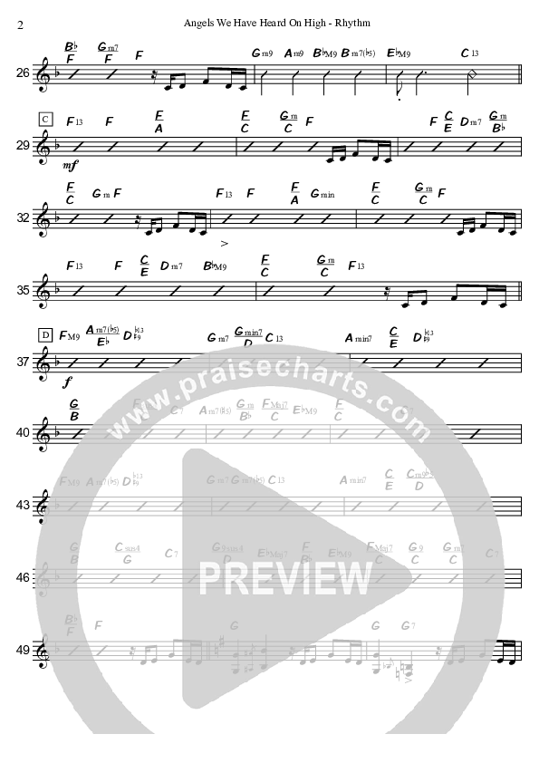 Angels We Have Heard On High (Instrumental) Rhythm Chart (David Arivett)