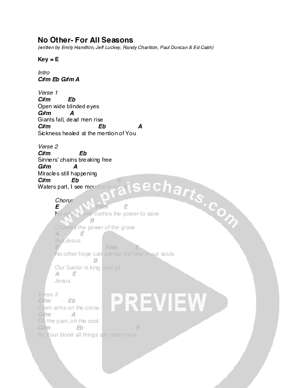 No Other Chords Pdf For All Seasons Praisecharts