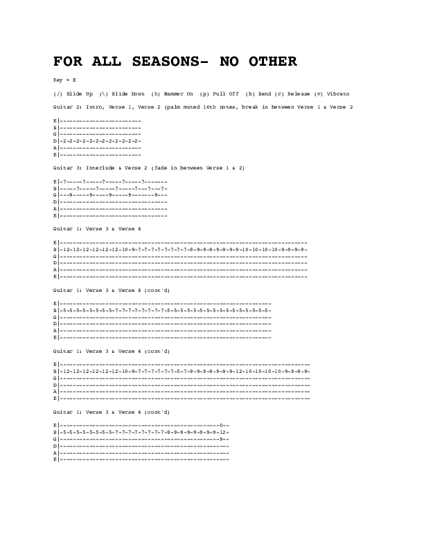 No Other Guitar Tab (For All Seasons)