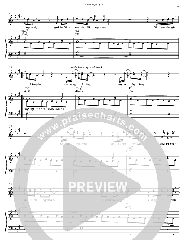 Like The Angels Lead & Piano (David Glenn)