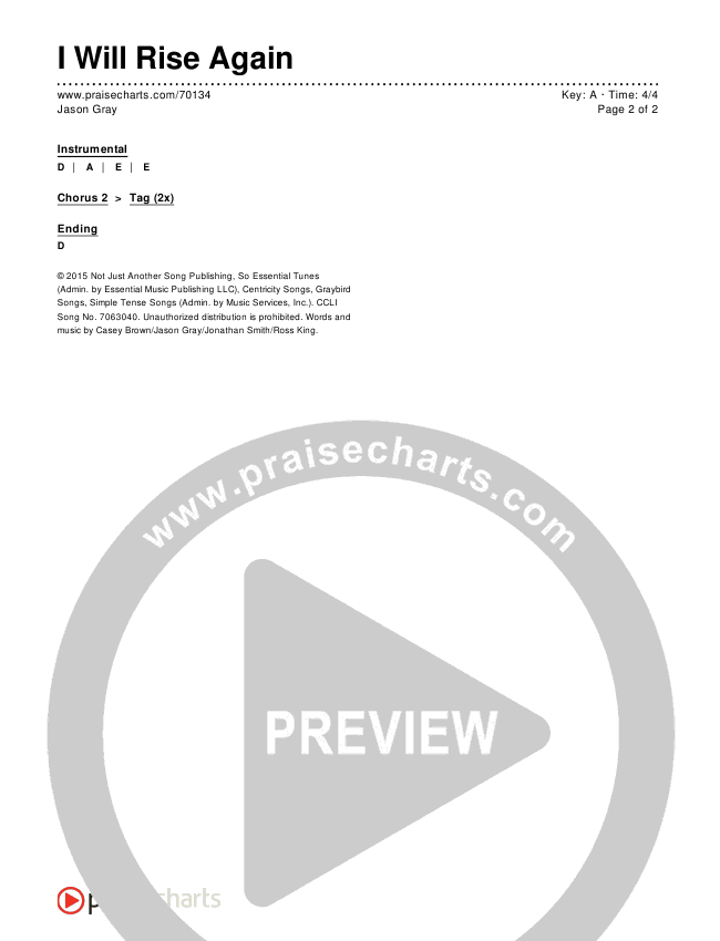 I Will Rise Again Chords & Lyrics (Jason Gray)