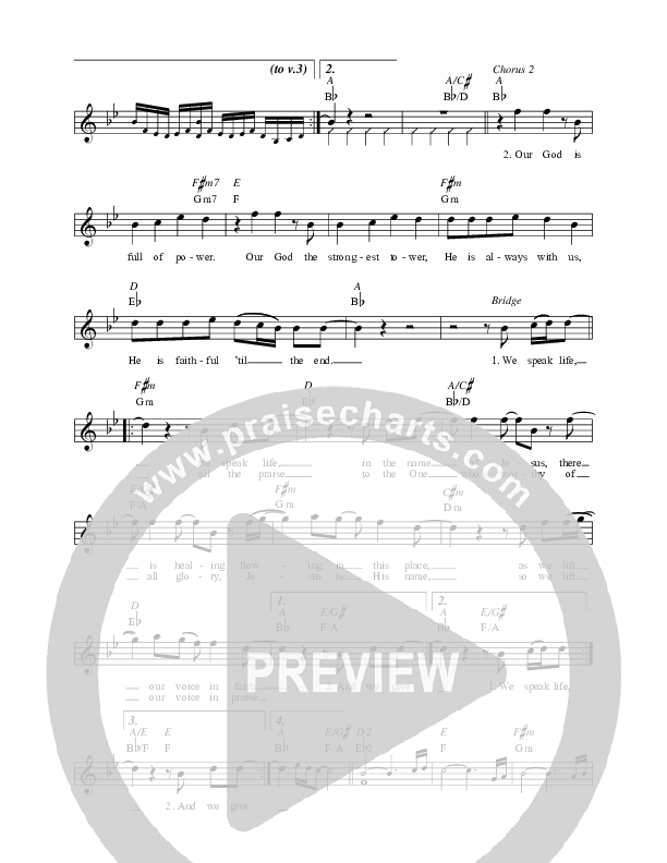 We Speak Life Lead Sheet (Planetshakers)