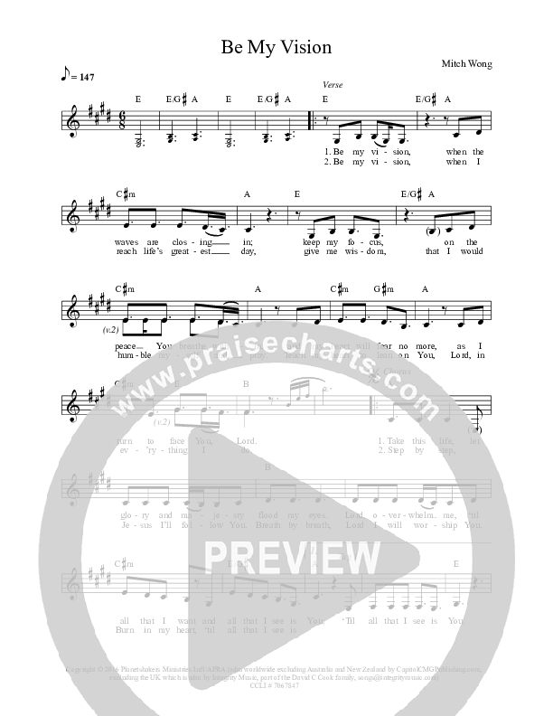 Be My Vision Lead Sheet (Planetshakers)
