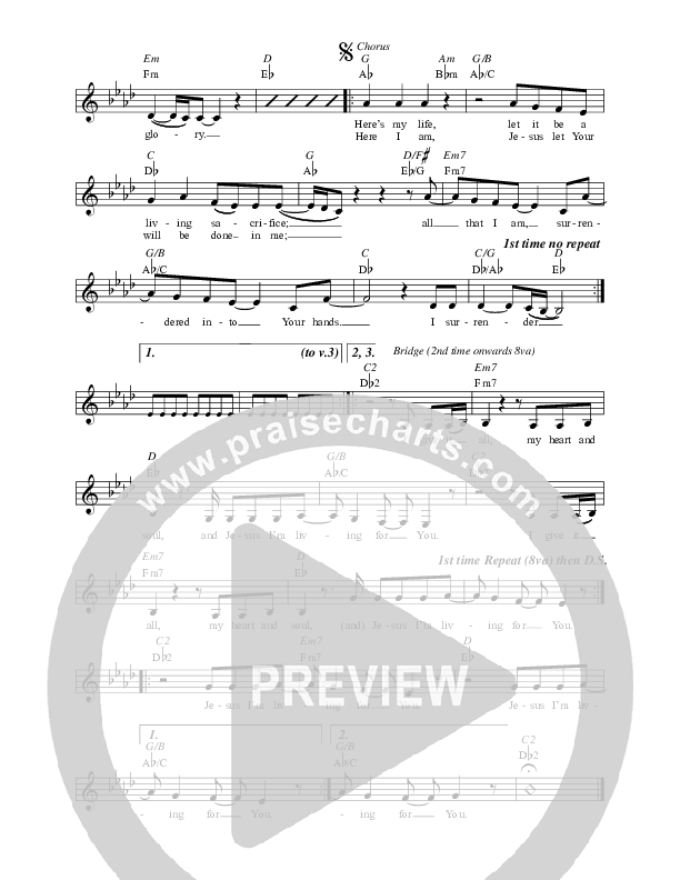 Here’s My Life Lead Sheet (Planetshakers)