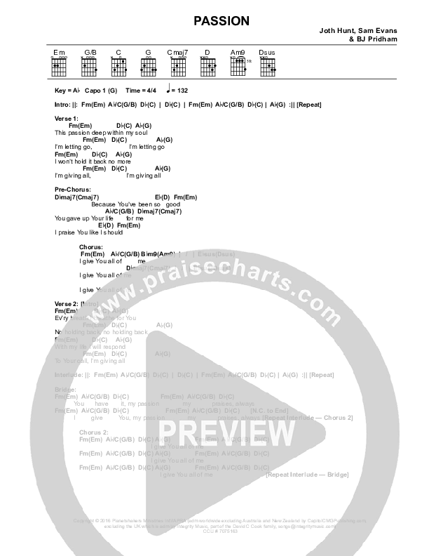 Passion Chords & Lyrics (Planetshakers)