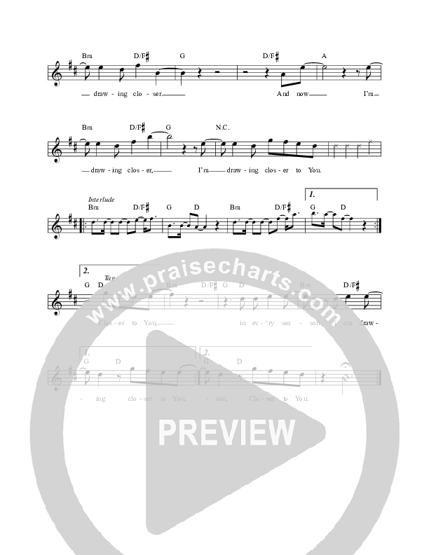 Drawing Closer Lead Sheet (Planetshakers)