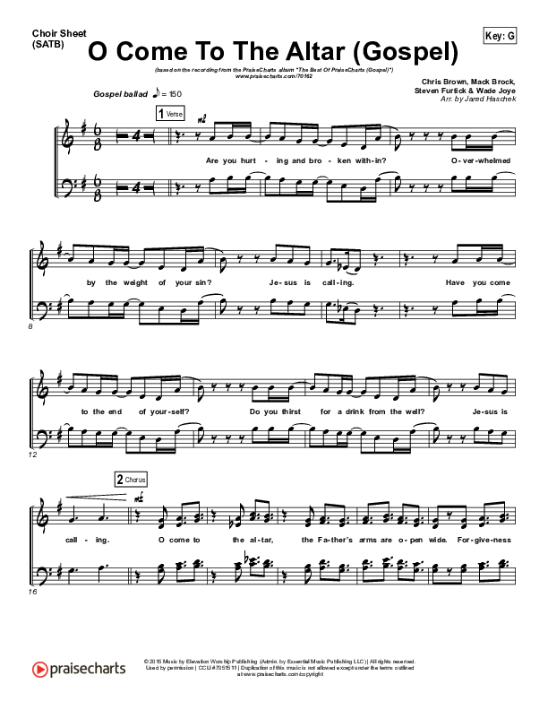 O Come To The Altar (Gospel) Choir Vocals (SATB) (PraiseCharts)