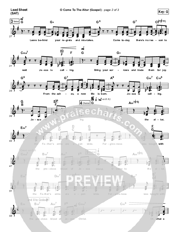 O Come To The Altar (Gospel) Lead Sheet (SAT) (PraiseCharts)