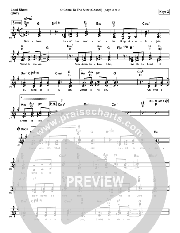 O Come To The Altar (Gospel) Lead Sheet (SAT) (PraiseCharts)