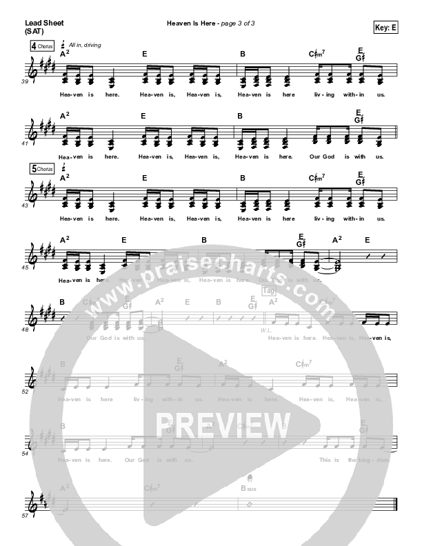 Heaven Is Here Lead Sheet (SAT) (North Point Worship / Seth Condrey / Emily Harrison / )