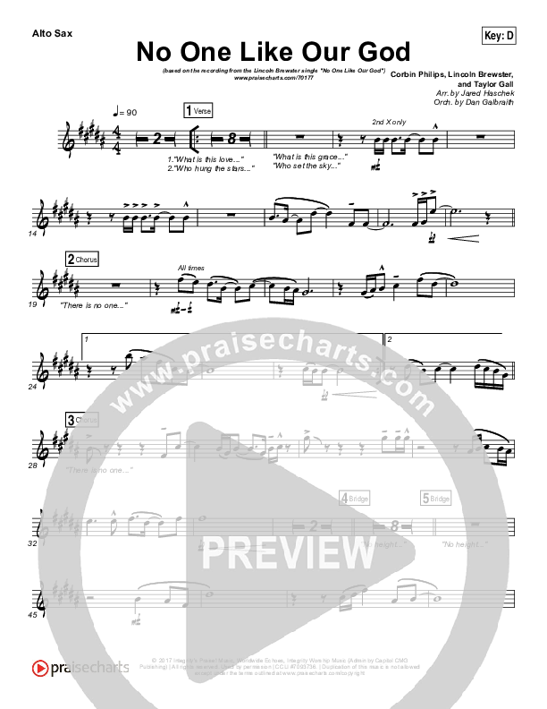 No One Like Our God Alto Sax (Lincoln Brewster)